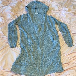 Gray hooded cardigan